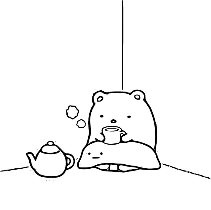 Obraz Sumikko Gurashi tisknutelné omalovánka