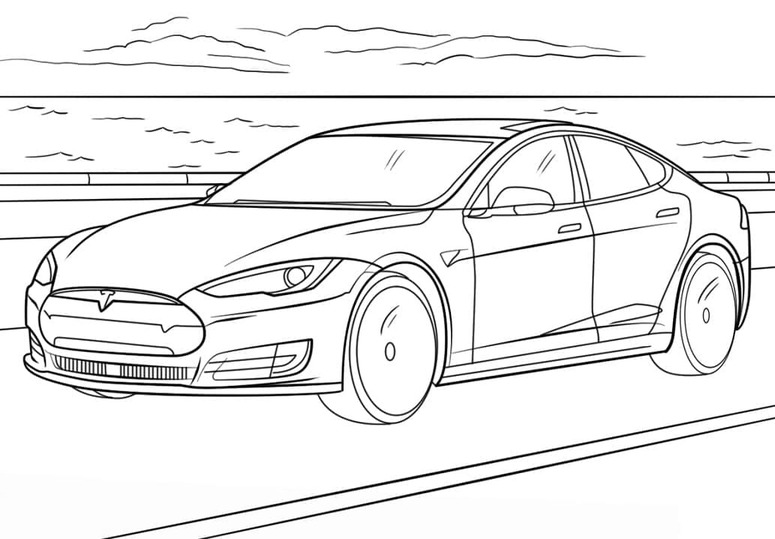Obraz Tesla zdarma omalovánka
