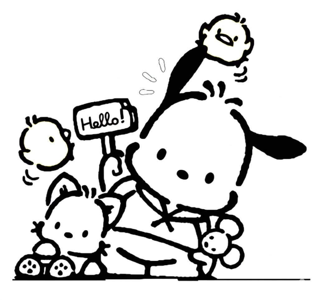 Pochacco základní tisknutelné omalovánka