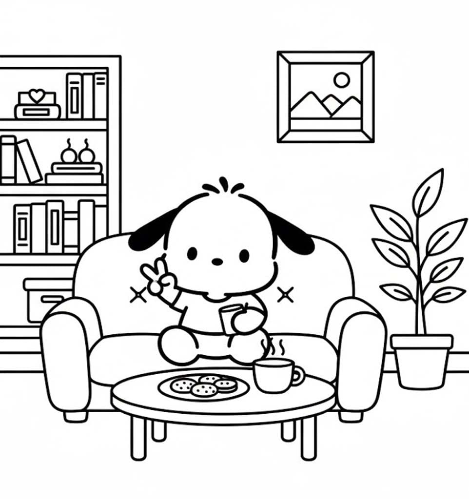 Pochacco zdarma prostý tisknutelné omalovánka