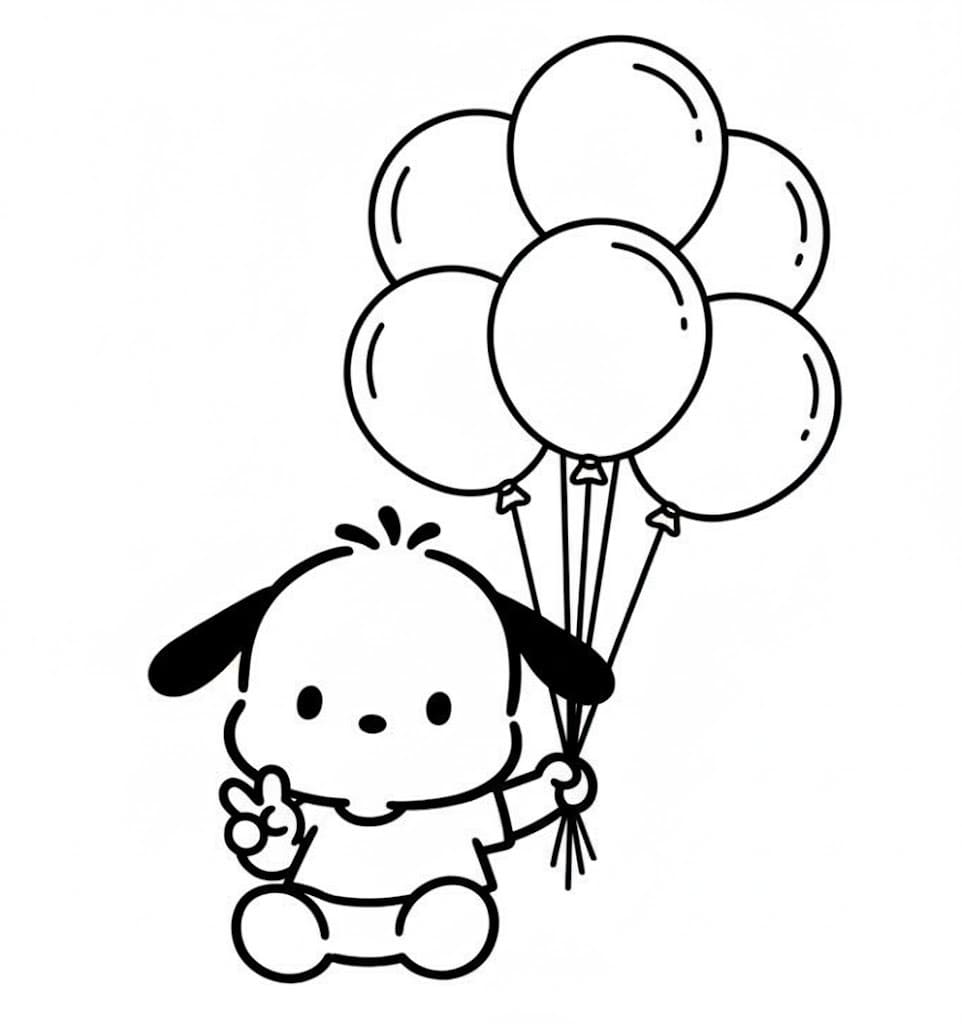 Pochacco zdarma tisknutelné pro děti omalovánka