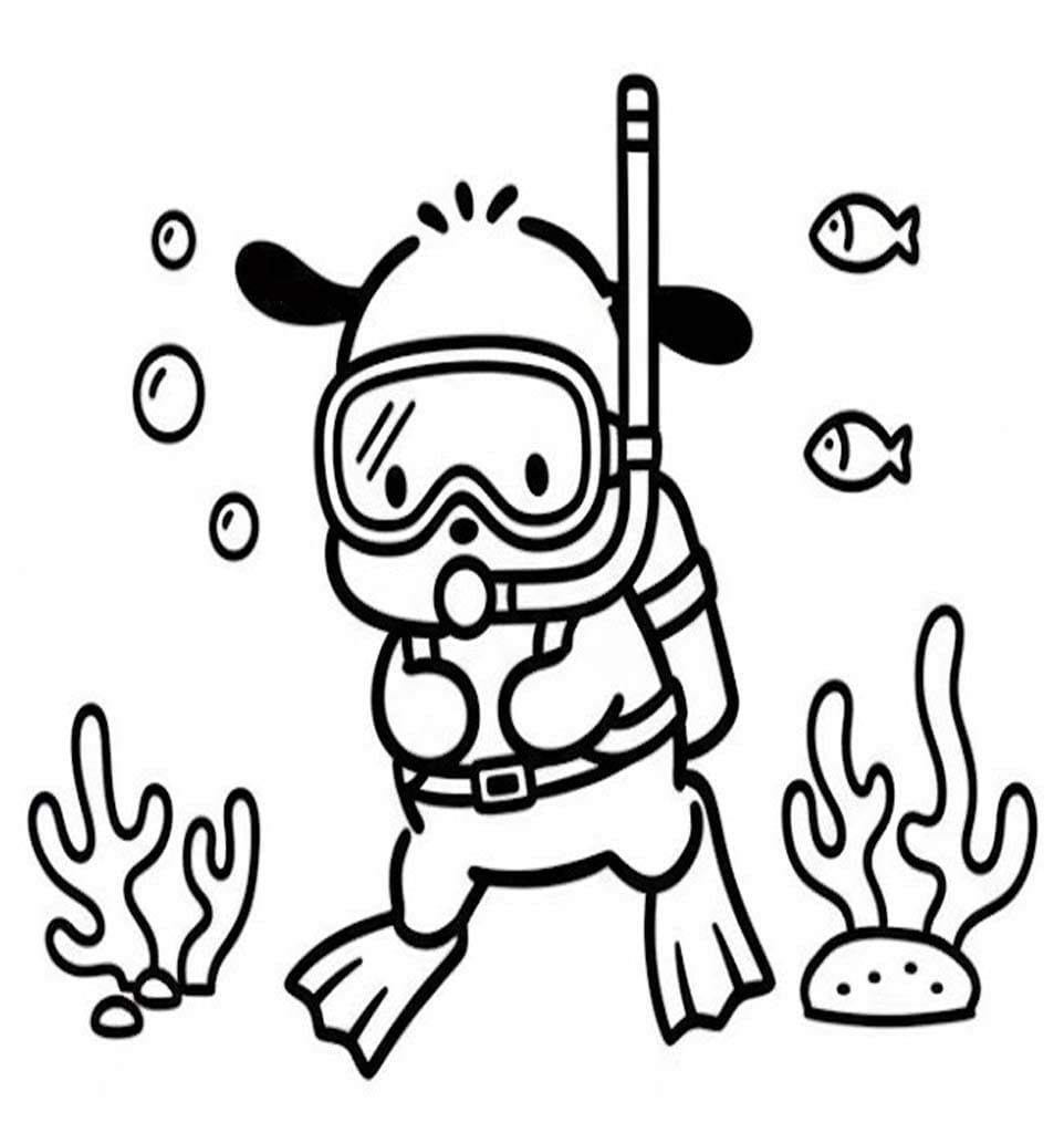 Pochacco zdarma základní omalovánka