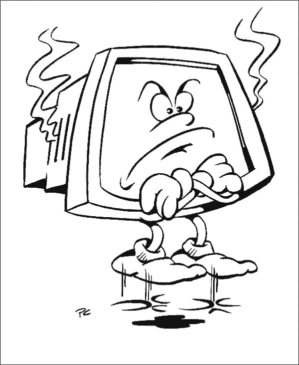 Počítač k vytisknutí zdarma omalovánka