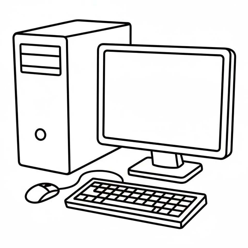 Počítač snadný tisknutelné omalovánka