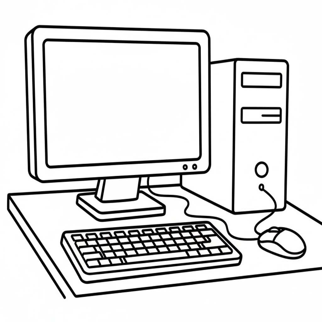 Počítač zdarma prostý tisknutelné omalovánka