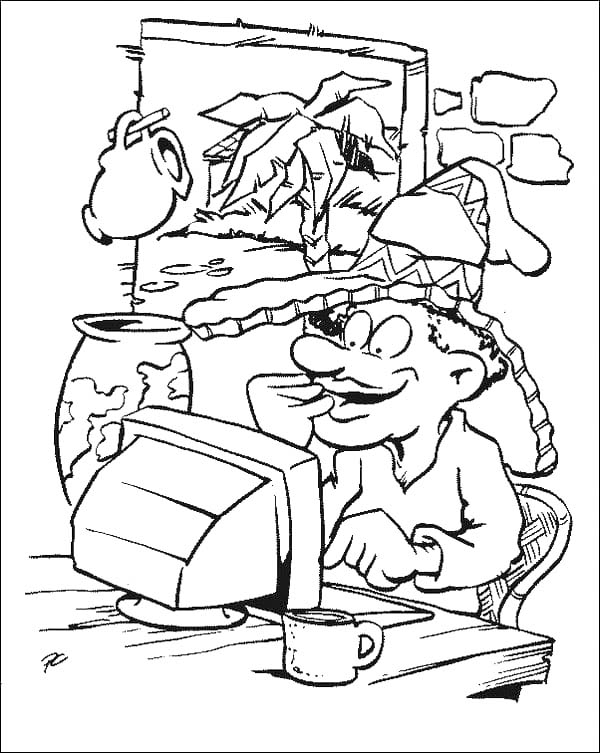 Počítač zdarma základní tisknutelné omalovánka