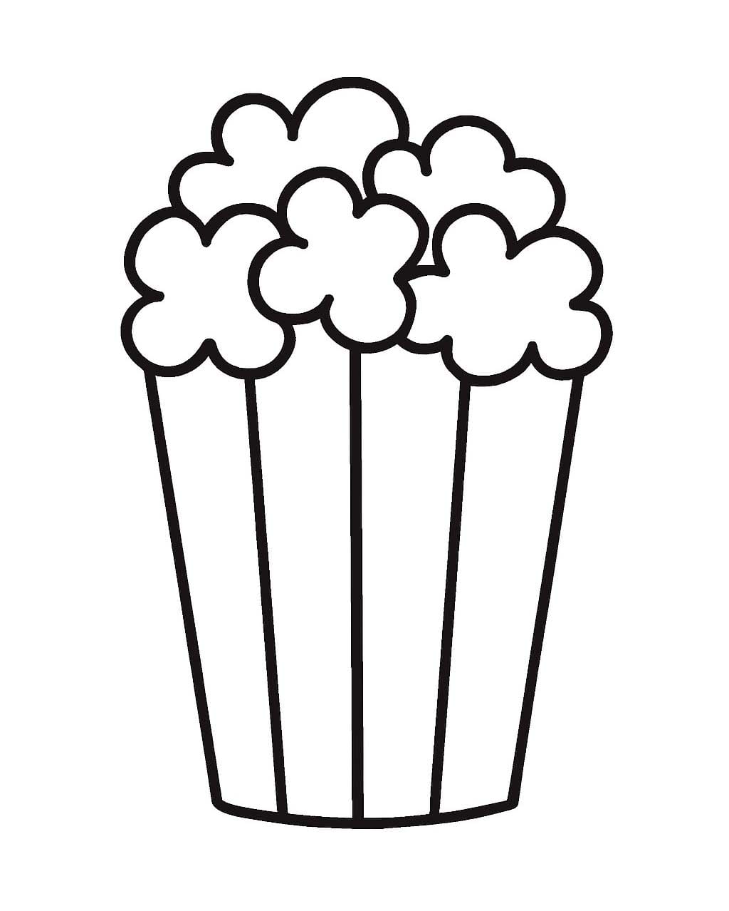 Popcorn zdarma prostý tisknutelné omalovánka