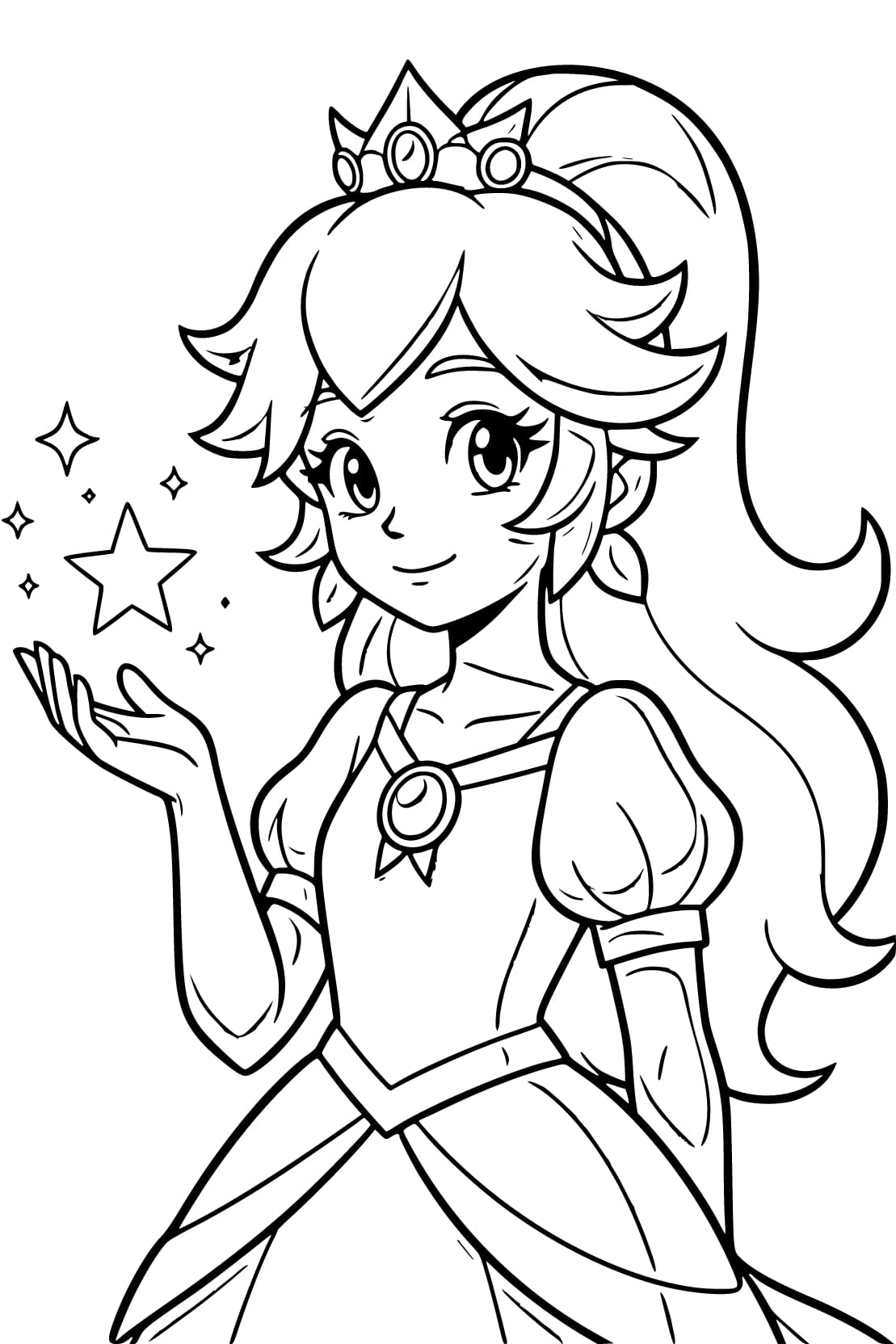 Rosalina zdarma základní tisknutelné omalovánka