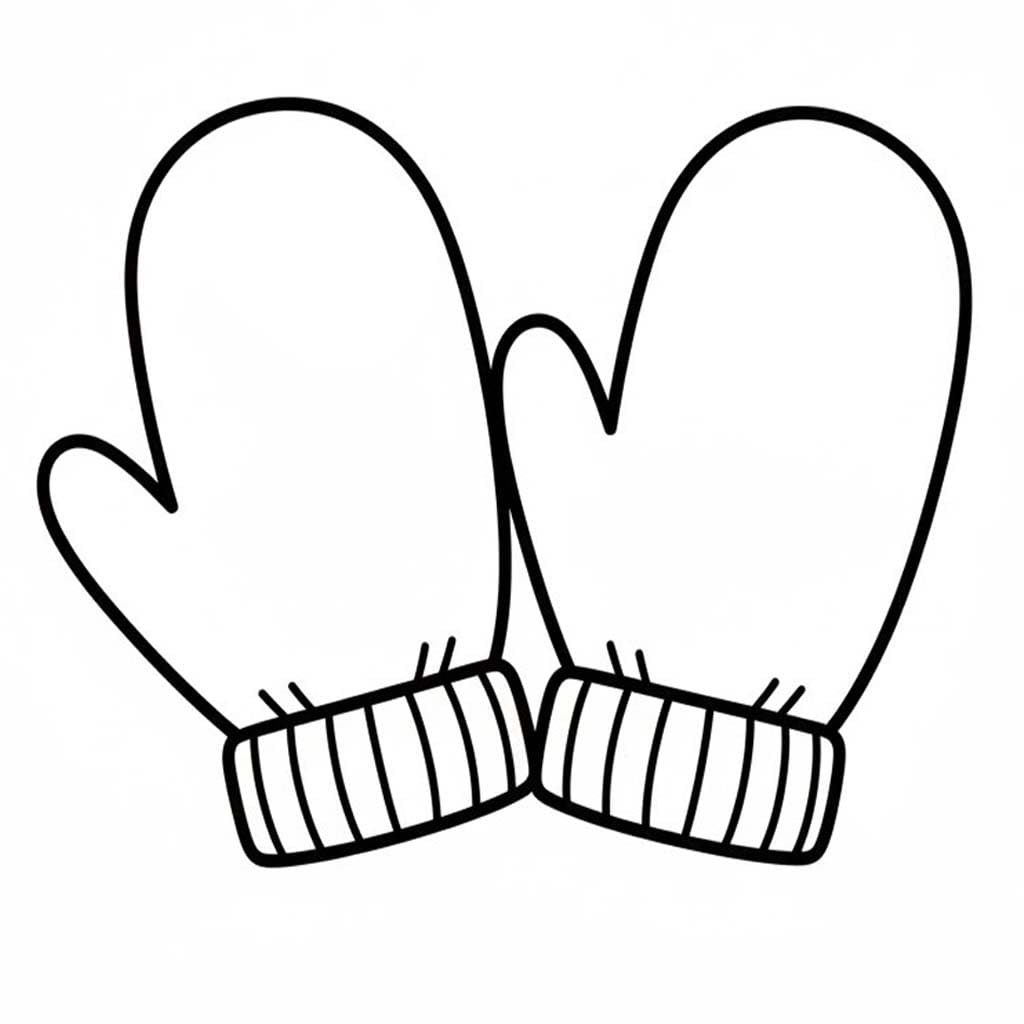 Rukavice zdarma prostý tisknutelné omalovánka