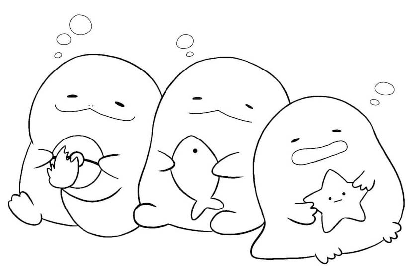 Sumikko Gurashi prostý tisknutelné omalovánka