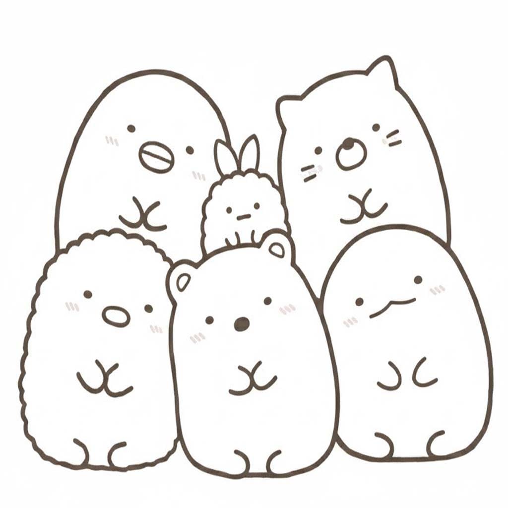 Sumikko Gurashi snadný tisknutelné omalovánka