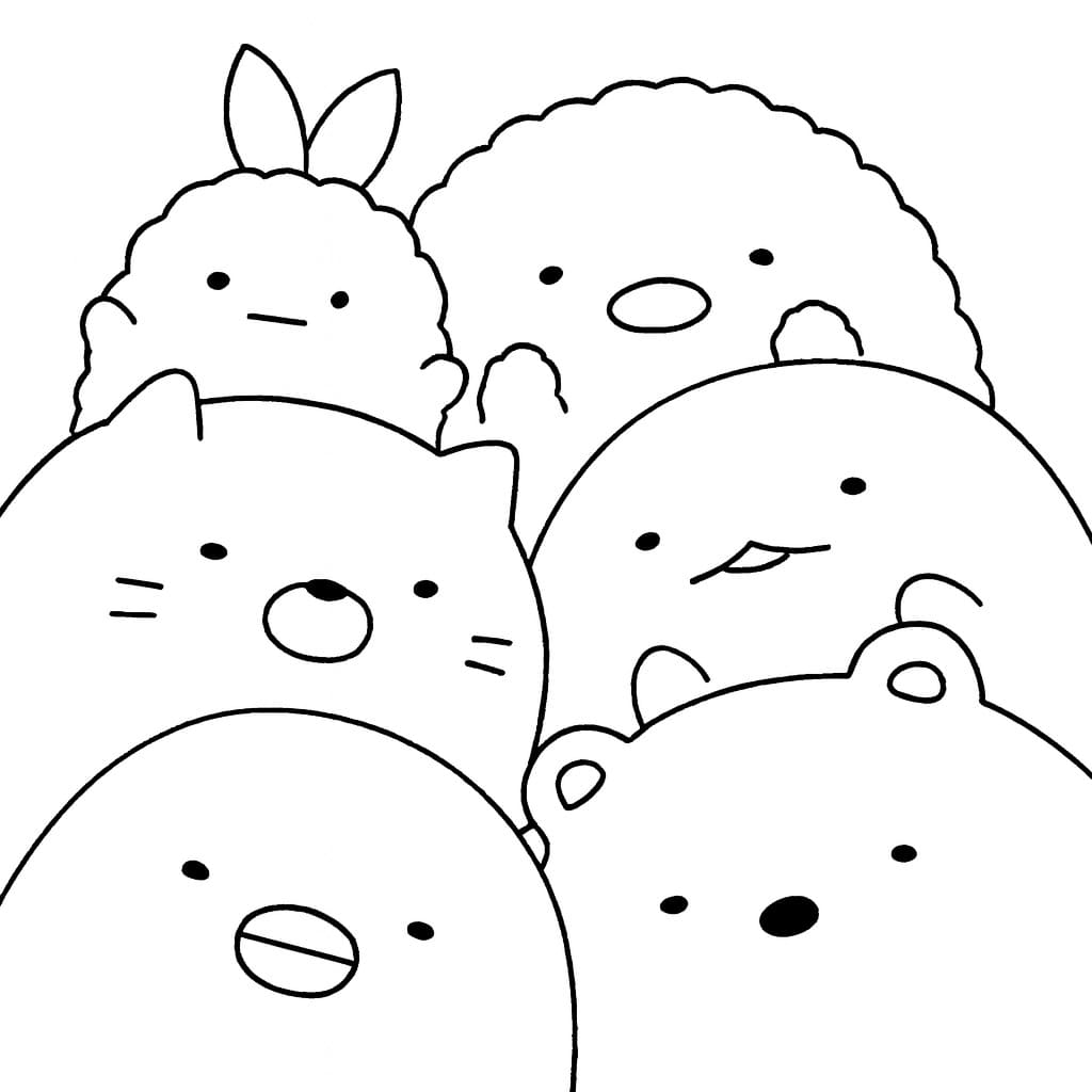 Sumikko Gurashi základní tisknutelné omalovánka