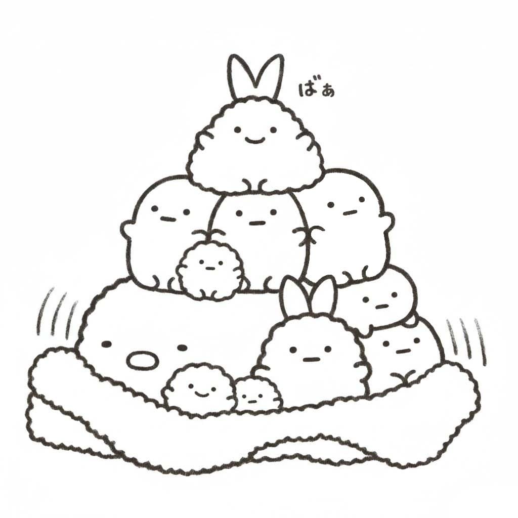 Sumikko Gurashi zdarma prostý omalovánka