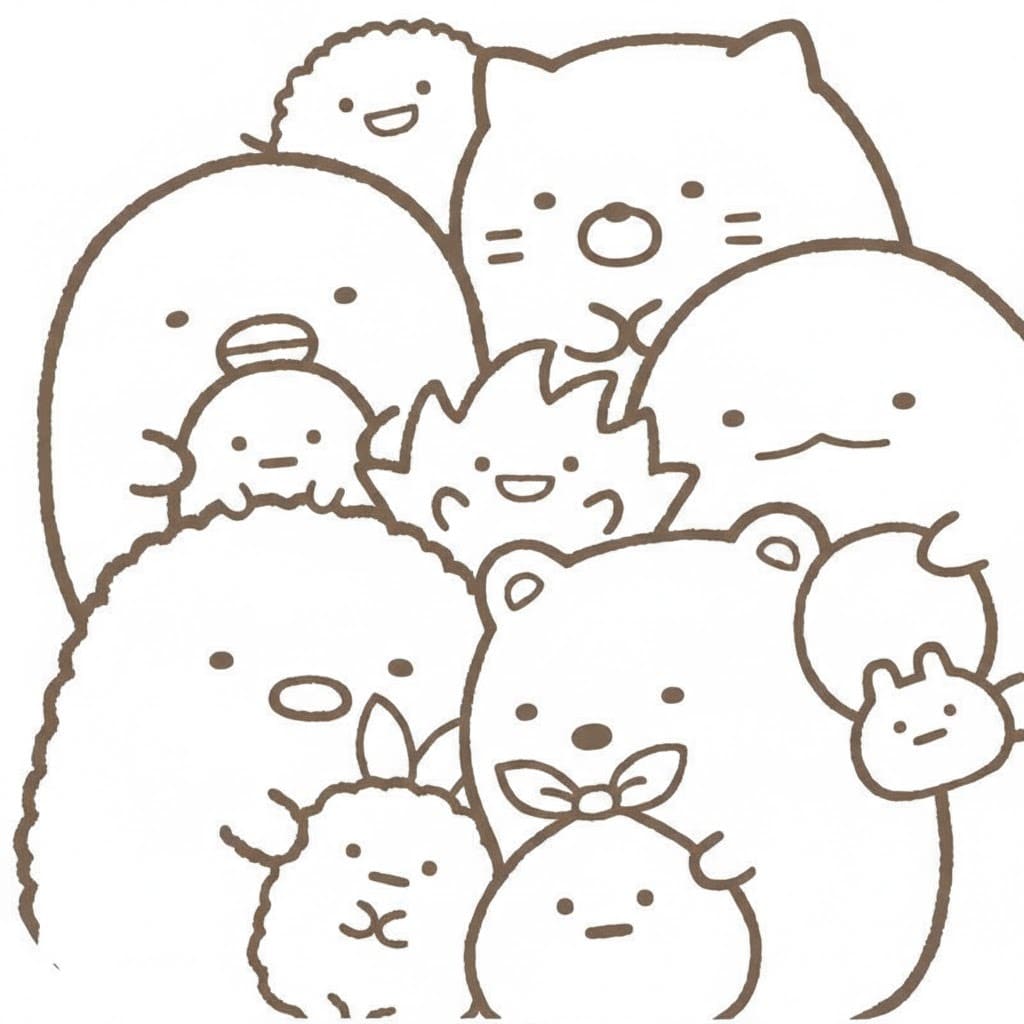 Sumikko Gurashi zdarma snadný omalovánka