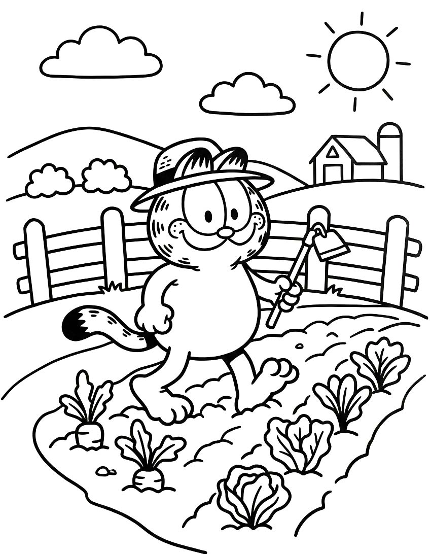 Garfield k vytisknutí omalovánka