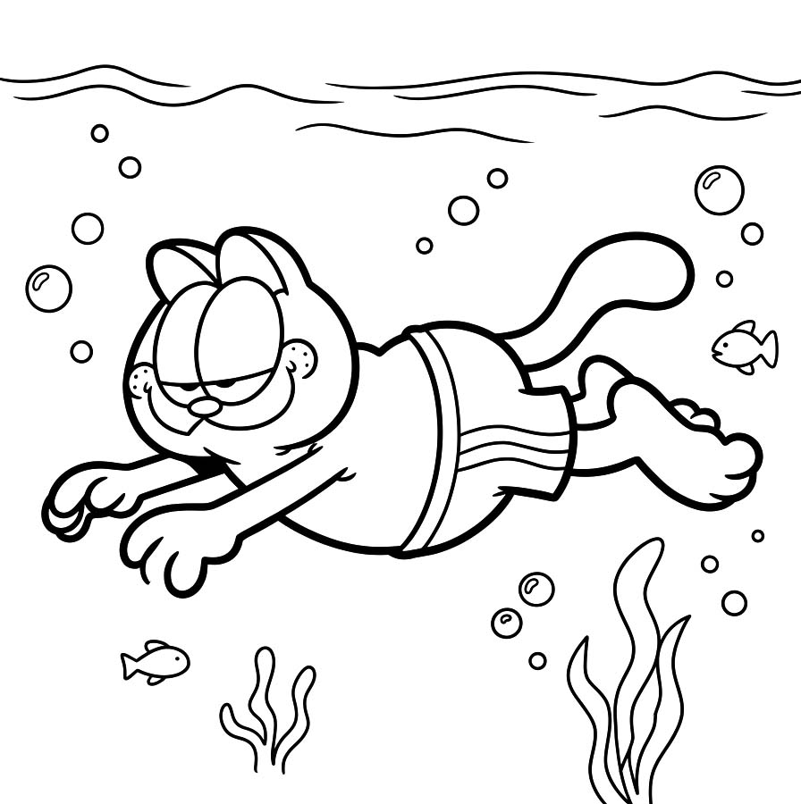 Garfield snadný tisknutelné omalovánka