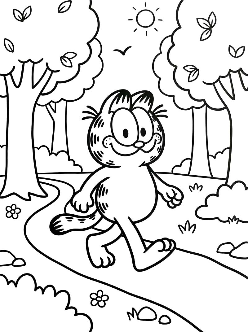 Garfield zdarma prostý tisknutelné omalovánka