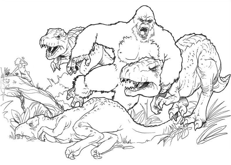 King Kong snadný tisknutelné omalovánka