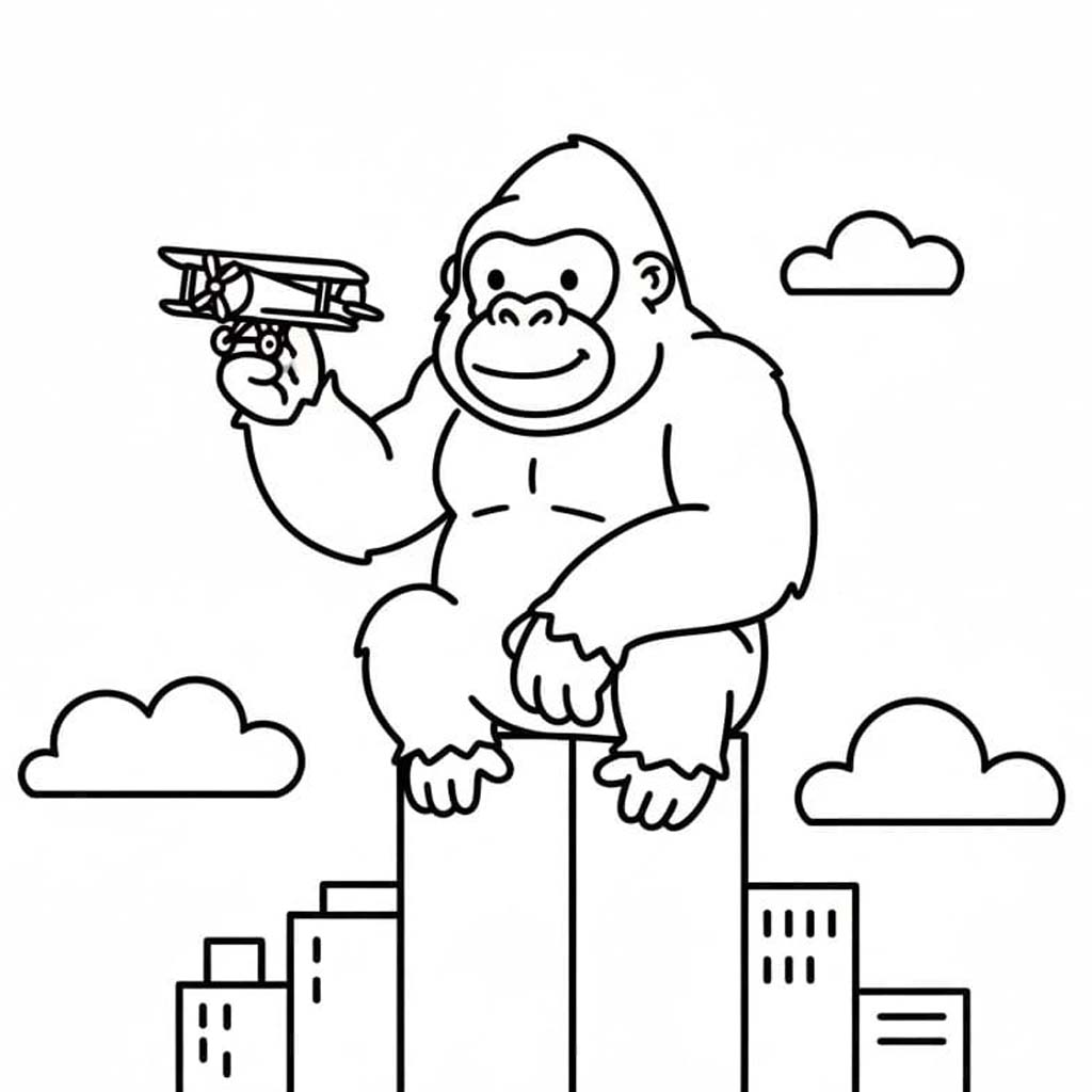 King Kong základní tisknutelné omalovánka