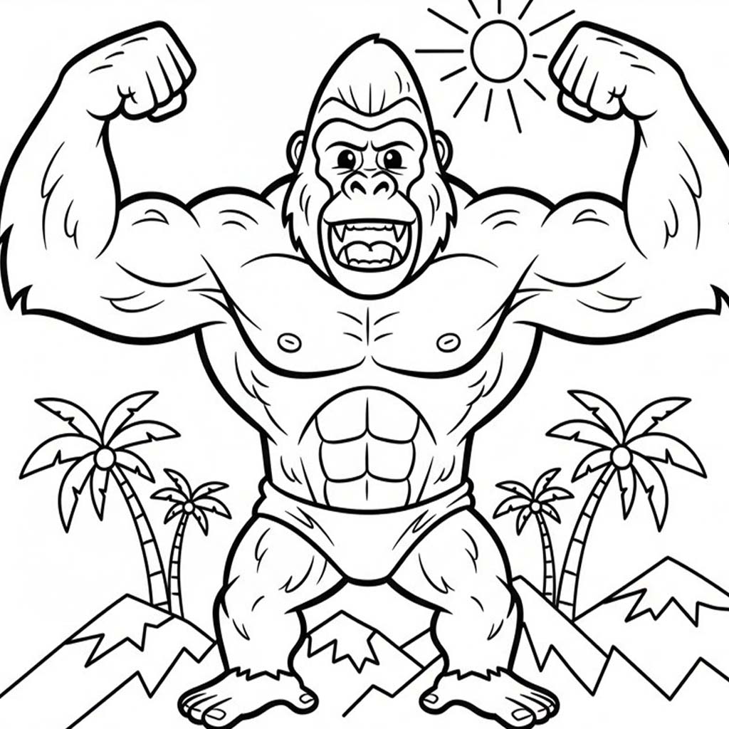 King Kong zdarma snadný tisknutelné omalovánka