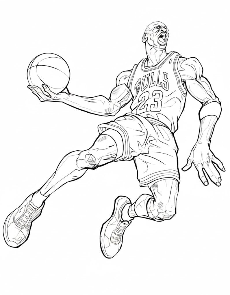 Michael Jordan k vytisknutí zdarma omalovánka