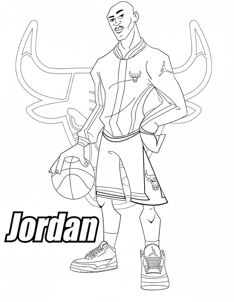 Michael Jordan snadný tisknutelné omalovánka