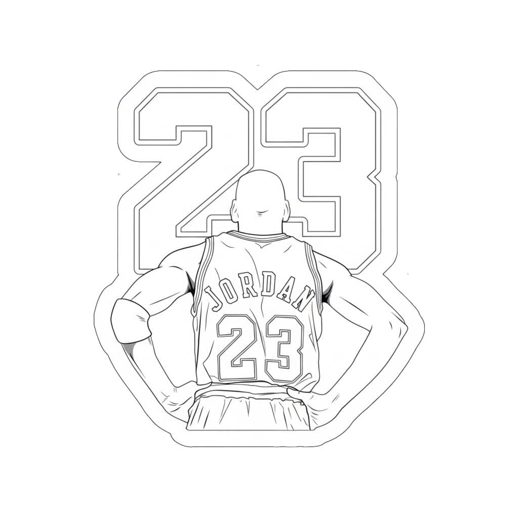 Michael Jordan základní tisknutelné omalovánka