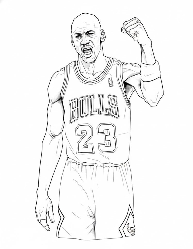 Michael Jordan zdarma prostý tisknutelné omalovánka