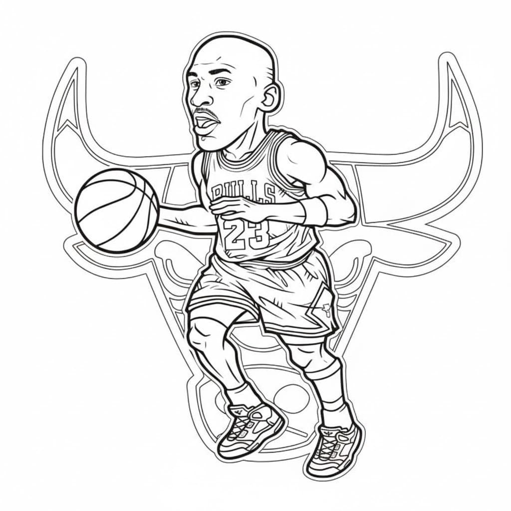 Michael Jordan zdarma snadný omalovánka