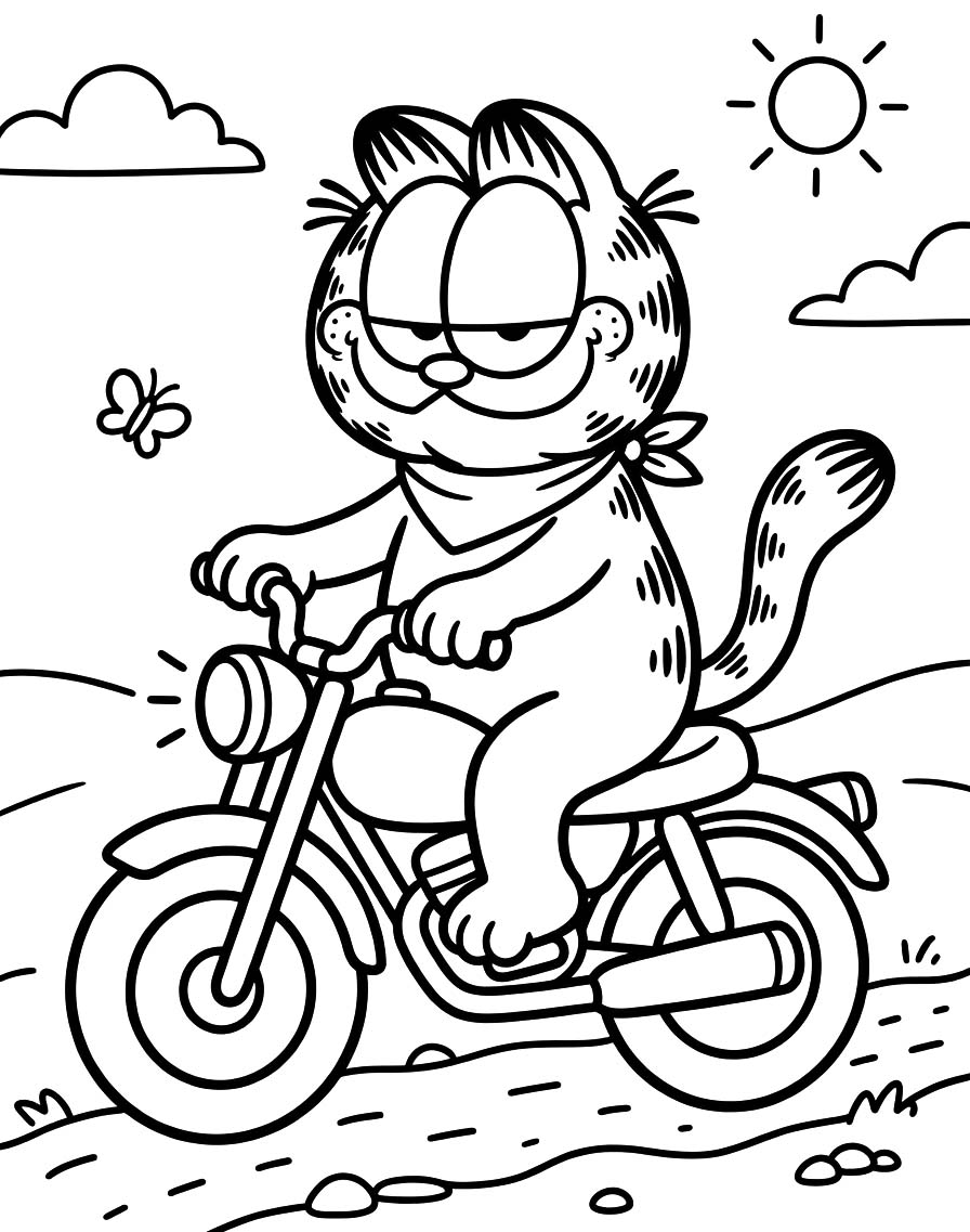 Nakreslete Garfield k vytisknutí zdarma omalovánka