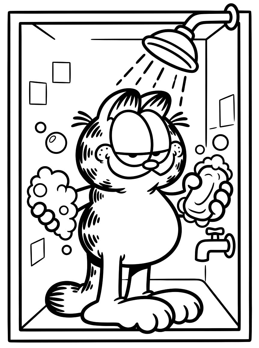 Nakreslete Garfield prostý tisknutelné omalovánka