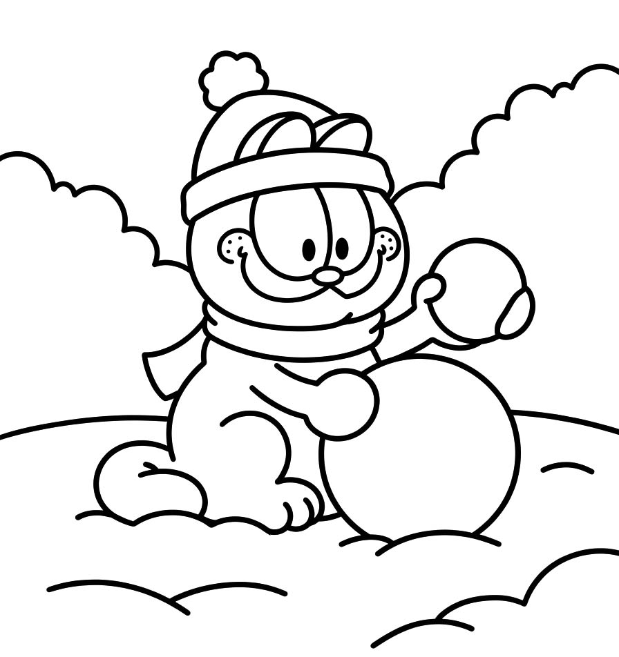 Nakreslete Garfield zdarma snadný tisknutelné omalovánka
