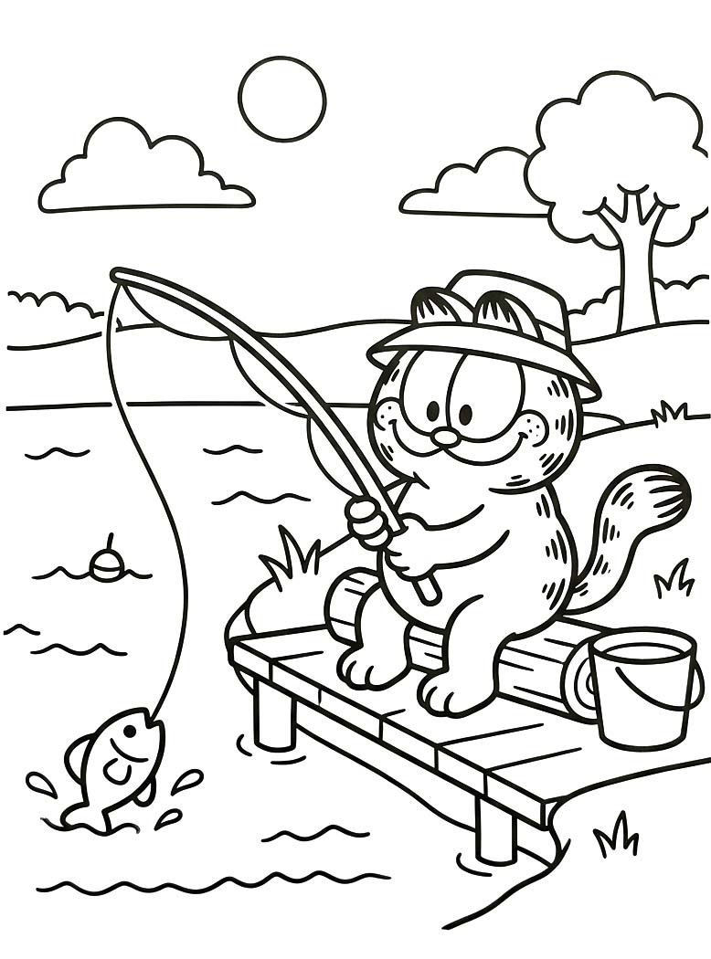 Nakreslete Garfield zdarma základní tisknutelné omalovánka