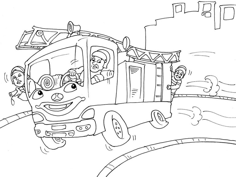 Nakreslete Hasičský Vůz zdarma pro děti omalovánka