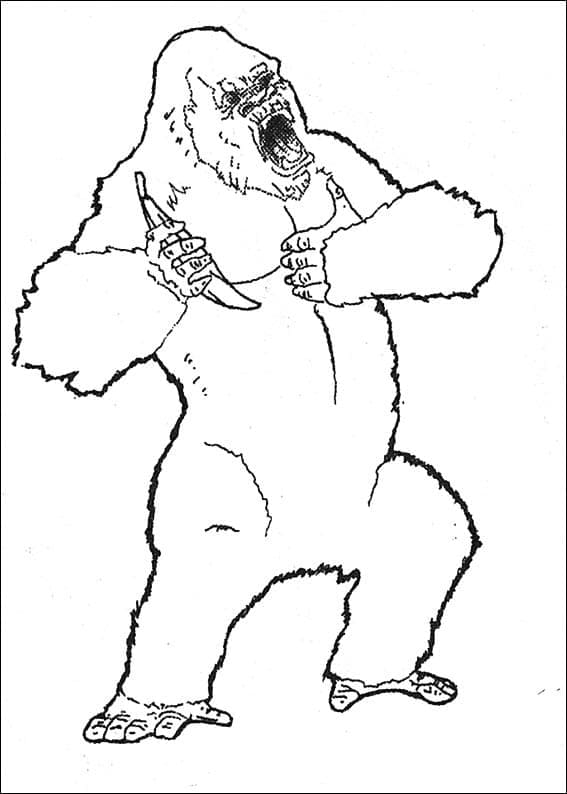 Nakreslete King Kong k vytisknutí zdarma omalovánka