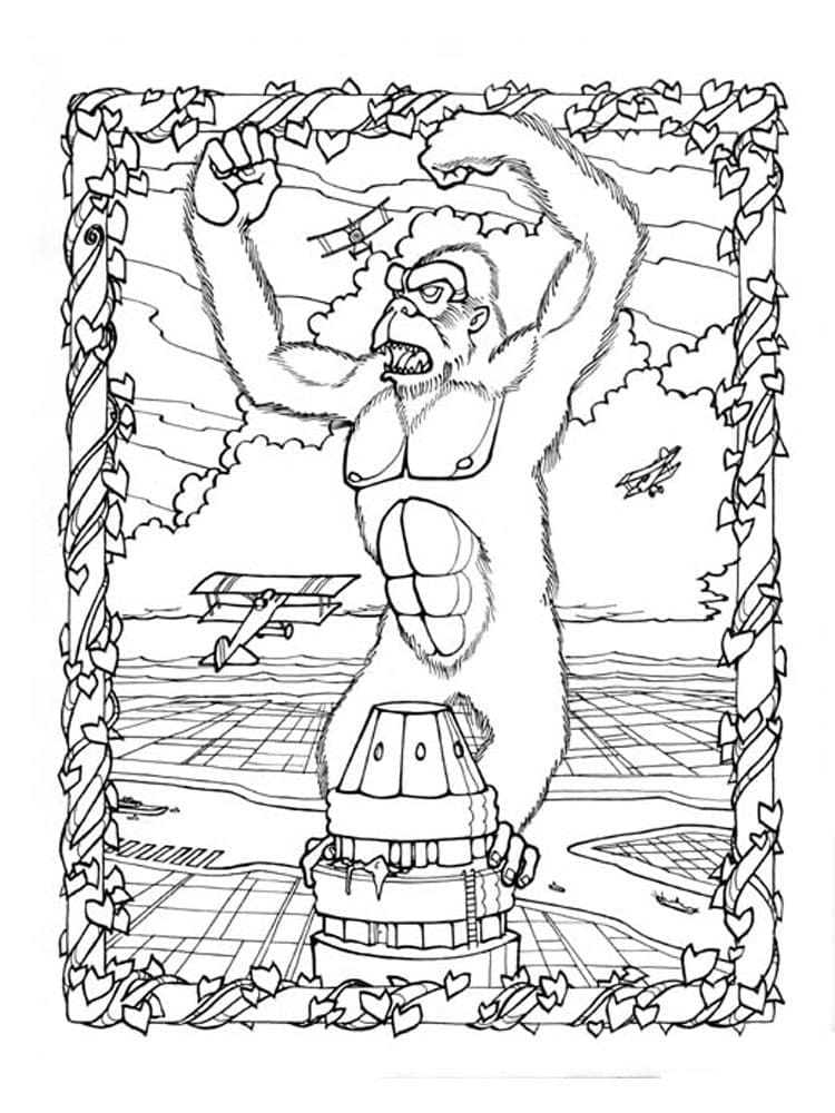 Nakreslete King Kong tisknutelné pro děti omalovánka