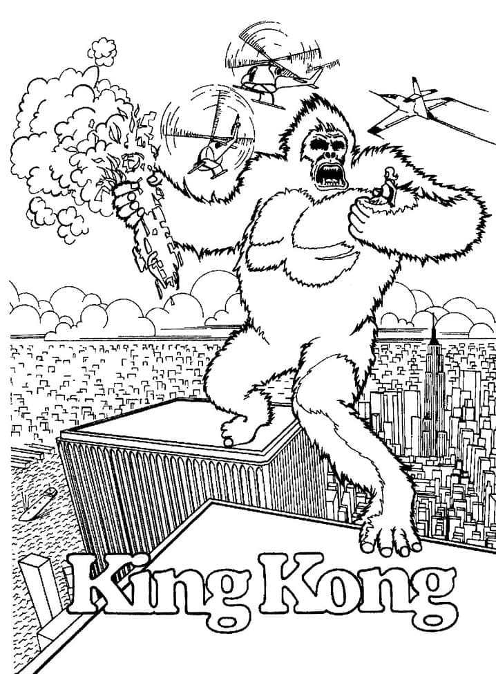 Nakreslete King Kong tisknutelné omalovánka
