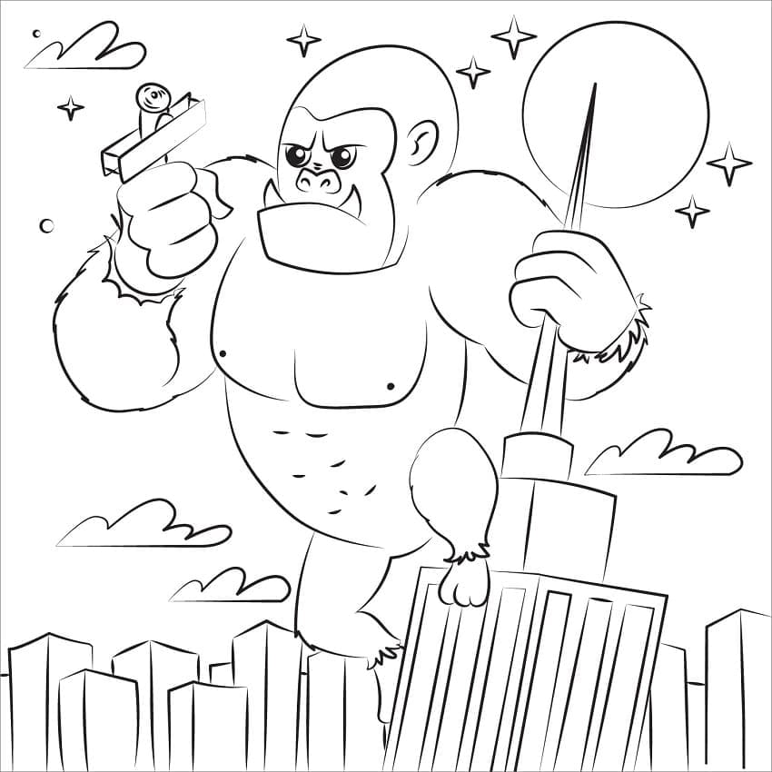 Nakreslete King Kong zdarma pro děti omalovánka