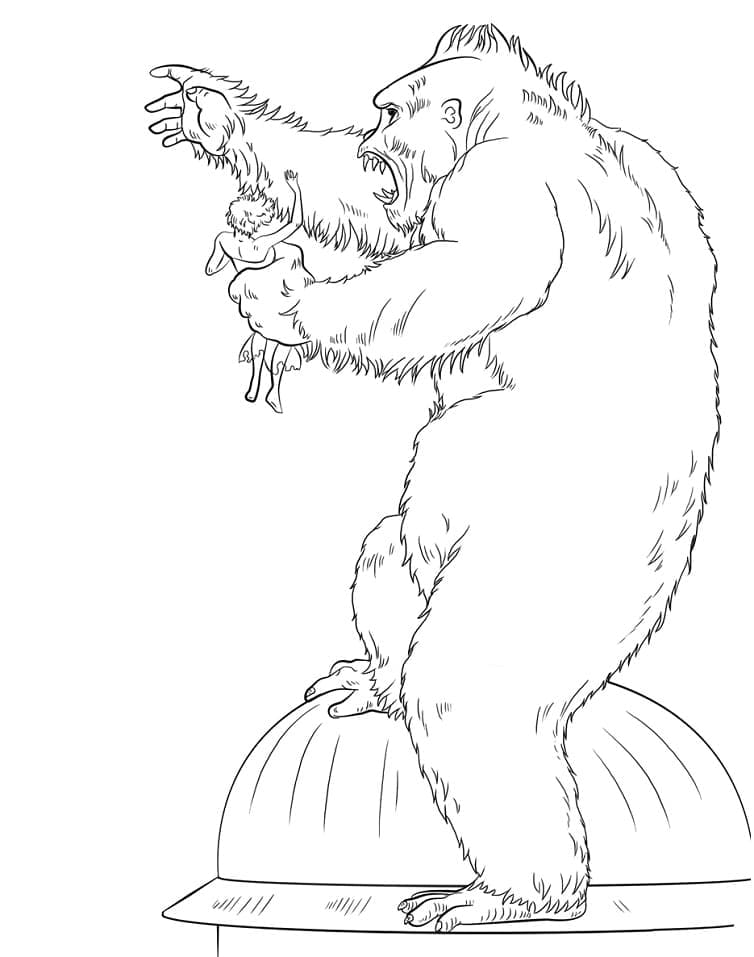 Nakreslete King Kong zdarma prostý tisknutelné omalovánka