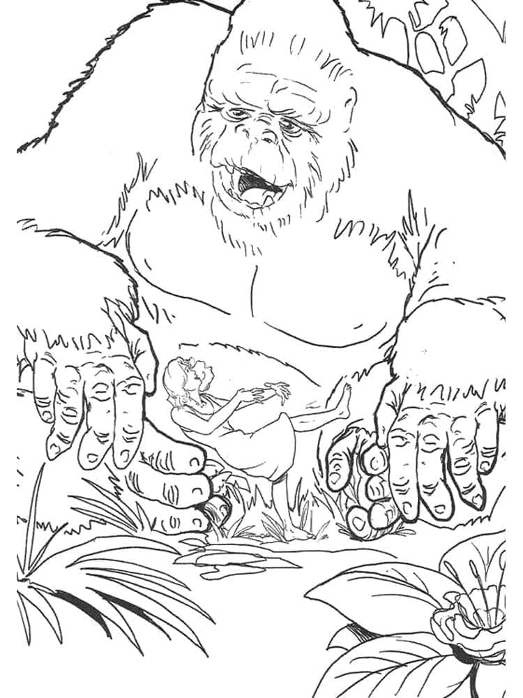 Nakreslete King Kong zdarma prostý omalovánka