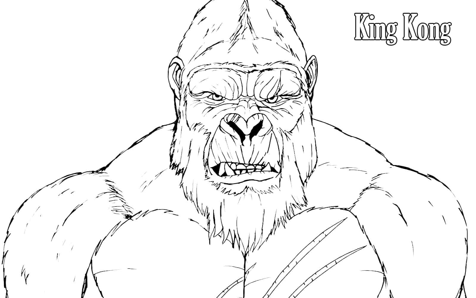 Nakreslete King Kong zdarma snadný omalovánka