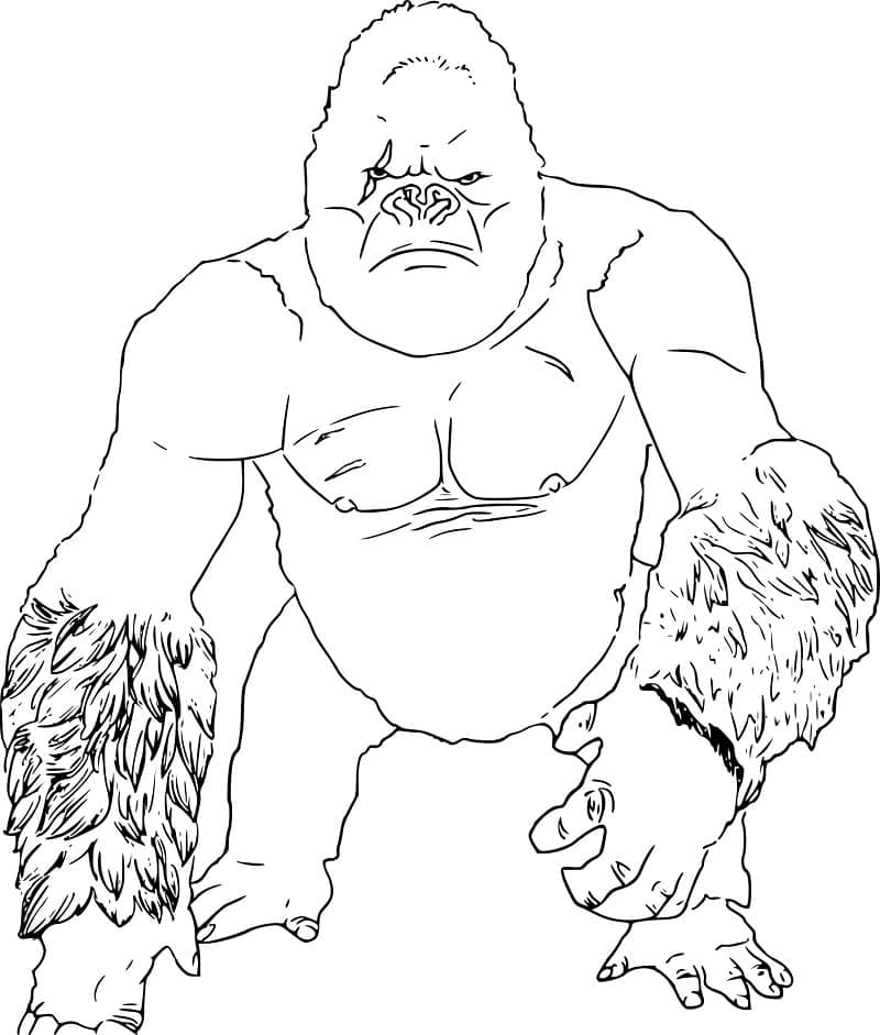 Nakreslete King Kong zdarma základní tisknutelné omalovánka