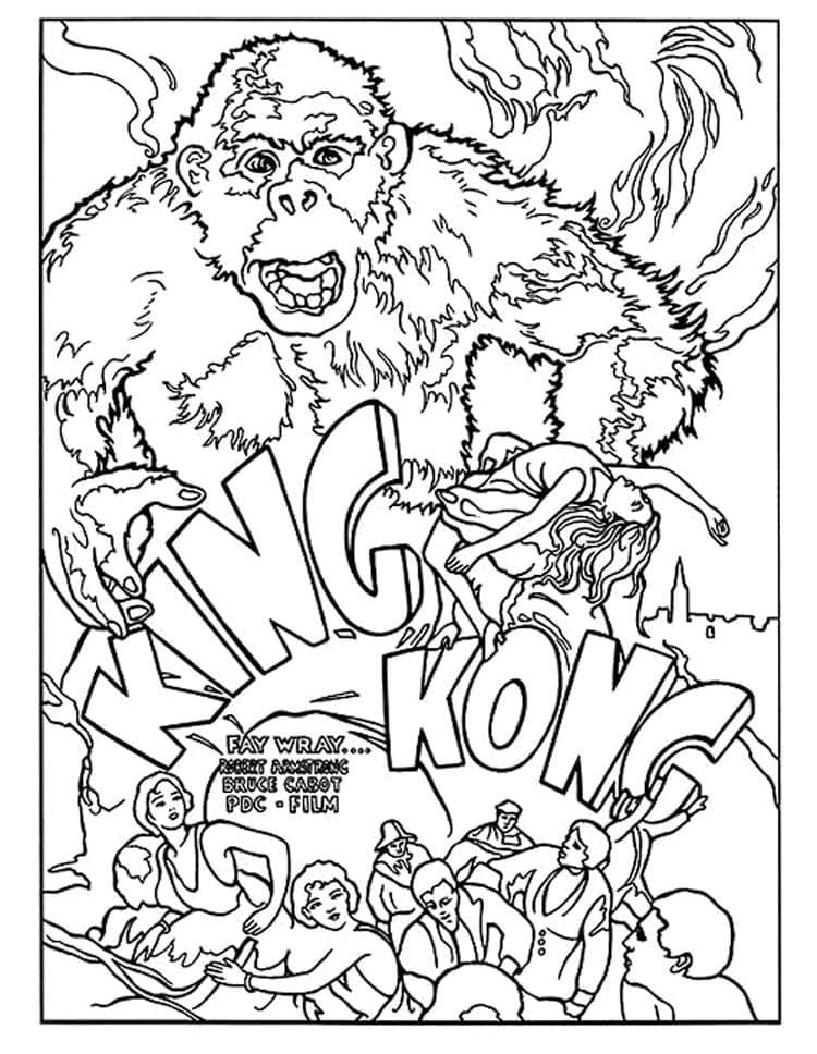 Nakreslete King Kong zdarma omalovánka