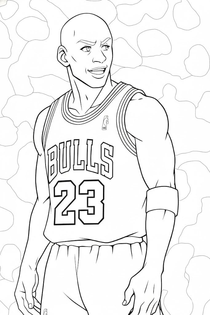 Nakreslete Michael Jordan k vytisknutí zdarma omalovánka