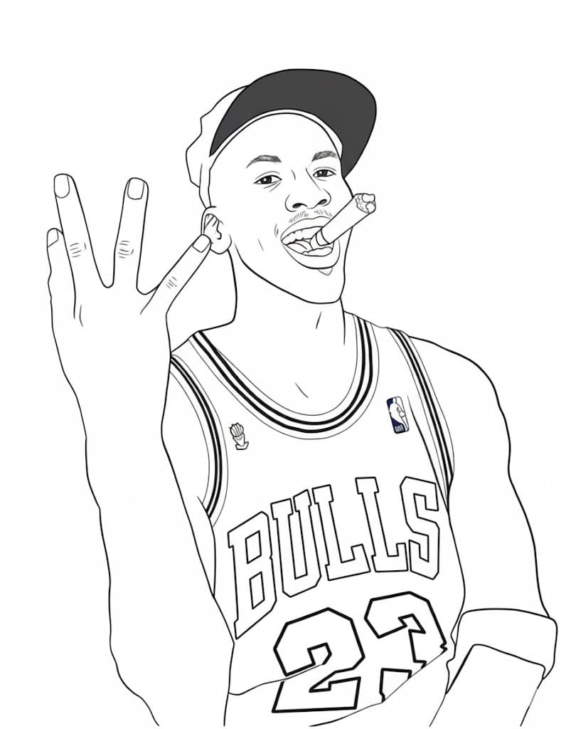 Nakreslete Michael Jordan k vytisknutí omalovánka