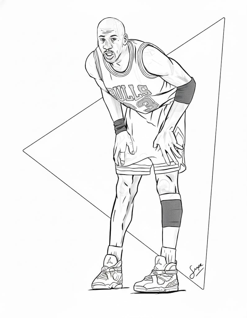 Nakreslete Michael Jordan pro děti omalovánka
