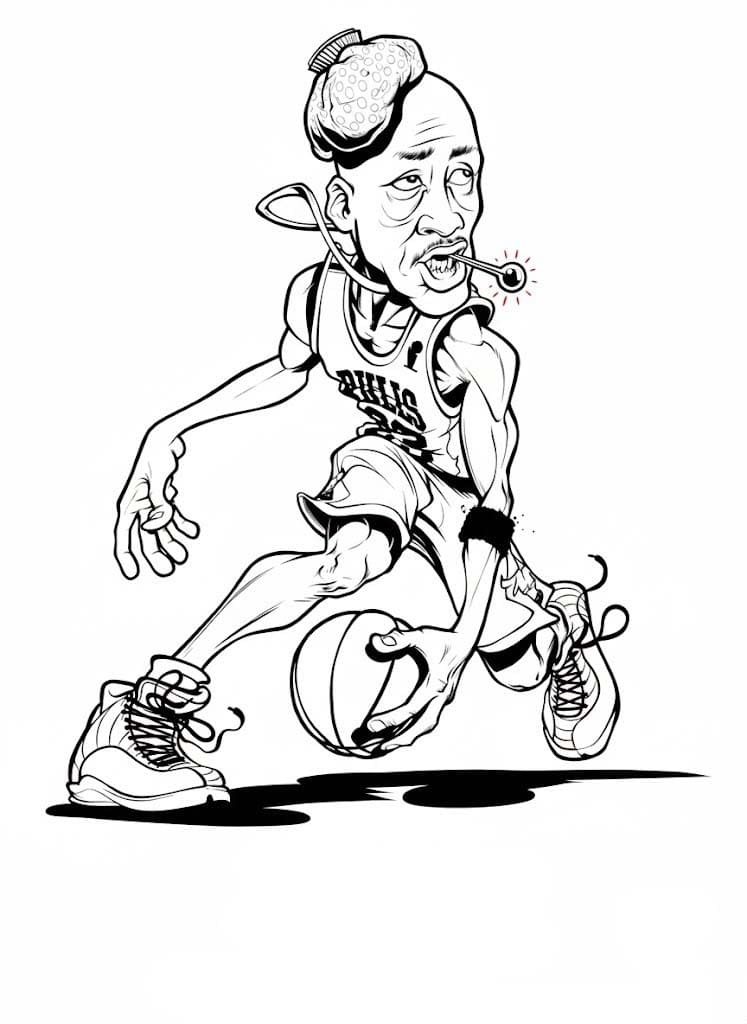 Nakreslete Michael Jordan prostý tisknutelné omalovánka