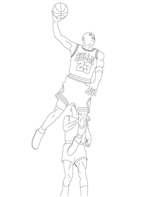 Nakreslete Michael Jordan tisknutelné pro děti omalovánka