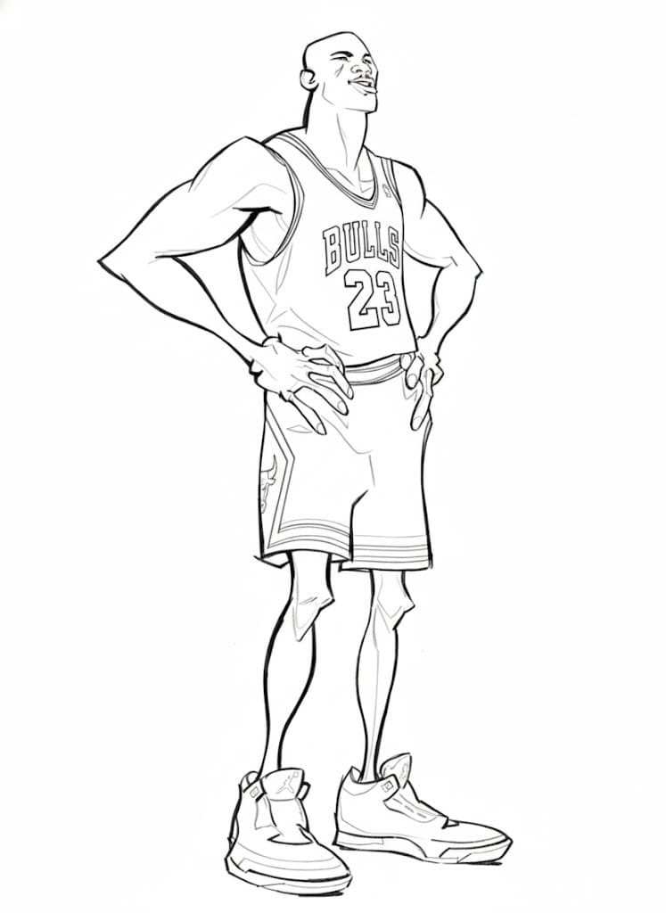 Nakreslete Michael Jordan zdarma prostý omalovánka