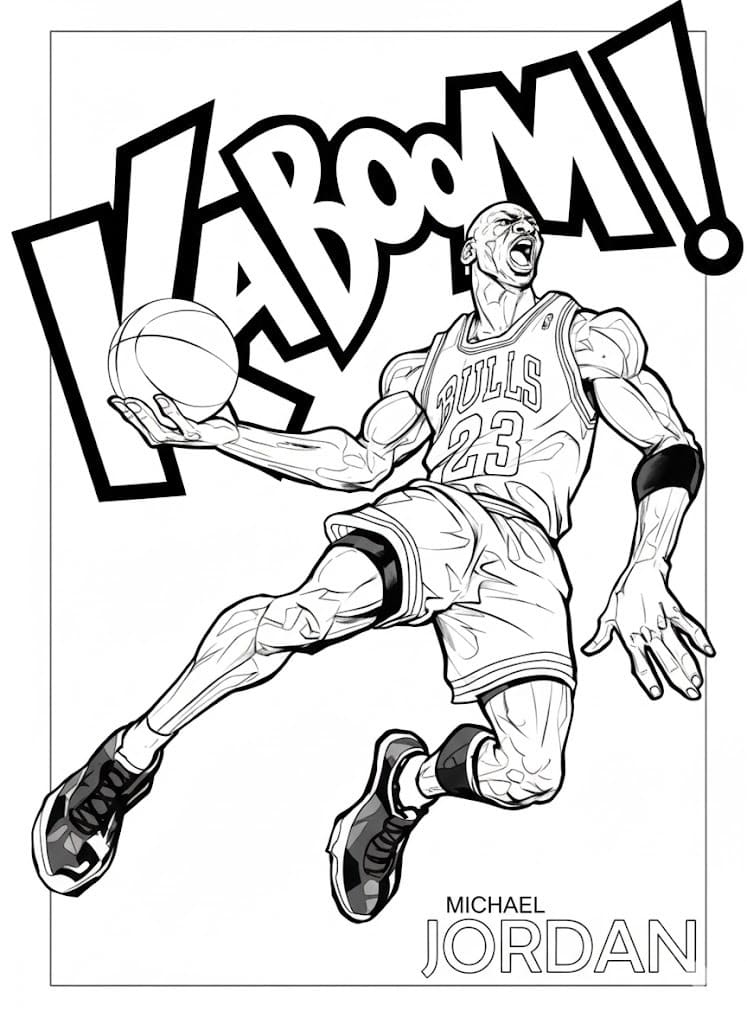Nakreslete Michael Jordan zdarma základní tisknutelné omalovánka